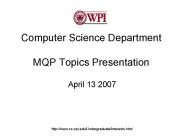 Computer Science Department MQP Topics Presentation