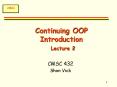 Continuing OOP Introduction Lecture 2 PowerPoint PPT Presentation