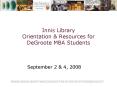 Innis Library Orientation PowerPoint PPT Presentation