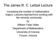 The James R. C. Leitzel Lecture