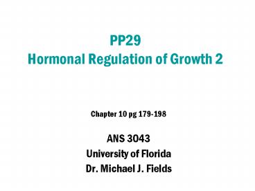 PP29 Hormonal Regulation of Growth 2