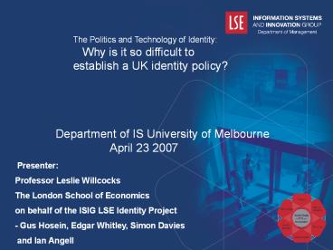 The Politics of Identity Policy