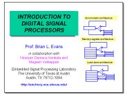 INTRODUCTION TO DIGITAL SIGNAL PROCESSORS