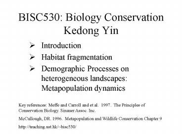 BISC530: Biology Conservation Kedong Yin