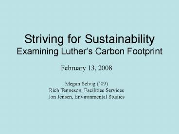 Striving for Sustainability Examining Luthers Carbon Footprint