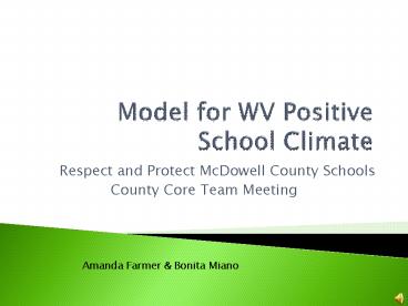Model for WV Positive School Climate