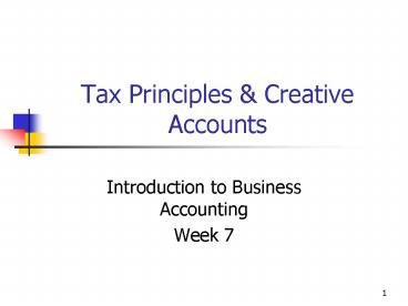Tax Principles