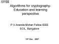 Algorithms for cryptography Education and learning perspective PowerPoint PPT Presentation