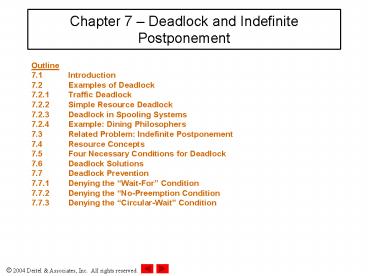 Chapter 7 Deadlock and Indefinite Postponement