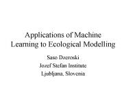 Applications of Machine Learning to Ecological Modelling
