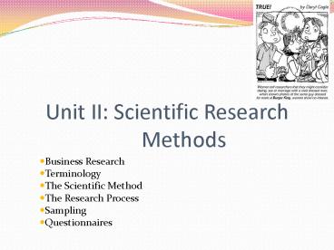 Unit II: Scientific Research Methods