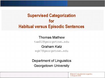 Supervised Categorization for Habitual versus Episodic Sentences