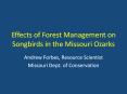 Effects of Forest Management on Songbirds in the Missouri Ozarks PowerPoint PPT Presentation