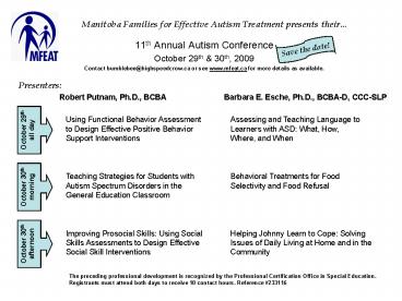 Manitoba Families for Effective Autism Treatment presents their