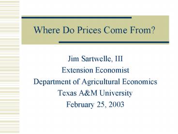 Where Do Prices Come From