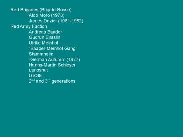 Red Brigades Brigate Rosse