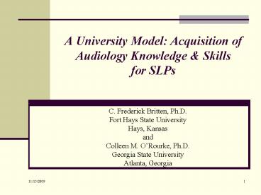 A University Model: Acquisition of Audiology Knowledge