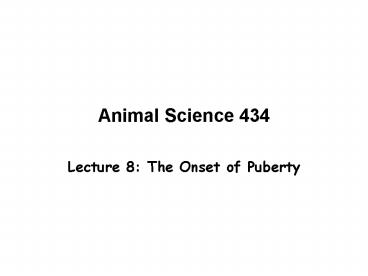 Animal Science 434