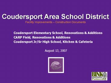 Coudersport Area School District Facility Improvements Construction Documents