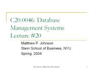 C20'0046: Database Management Systems Lecture