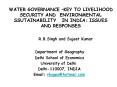 WATER GOVERNANCE KEY TO LIVELIHOOD SECURITY AND ENVIRONMENTAL SSUTAINABILITY IN INDIA: ISSUES AND RE PowerPoint PPT Presentation