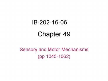 Sensory and Motor Mechanisms