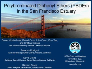 Polybrominated Diphenyl Ethers PBDEs