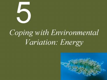 Coping with Environmental Variation: Energy