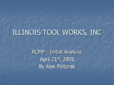 ILLINOIS TOOL WORKS, INC