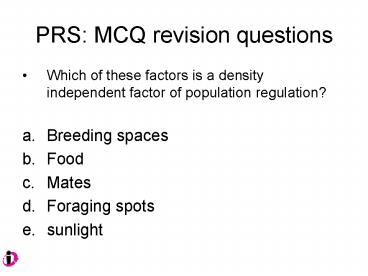 PRS: MCQ revision questions