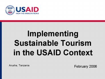 Implementing Sustainable Tourism in the USAID Context