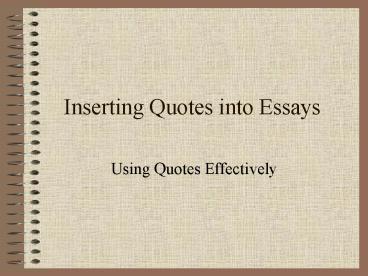 Inserting Quotes into Essays