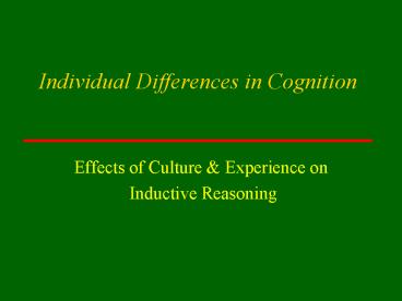 Individual Differences in Cognition presentation | free to view