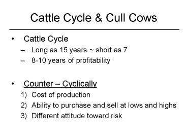 Cattle Cycle