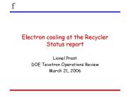 Electron cooling at the Recycler Status report