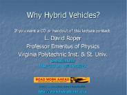 Why Hybrid Vehicles?