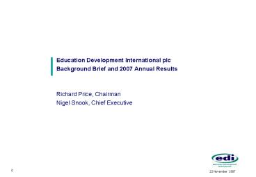 Education Development International plc