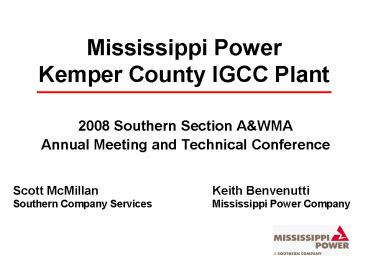 Mississippi Power Kemper County IGCC Plant