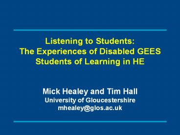 Listening to Students: