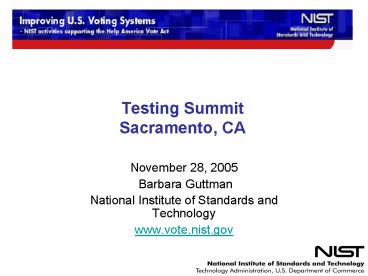 Testing Summit Sacramento, CA