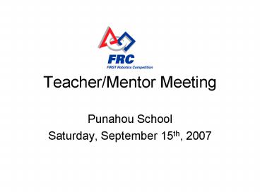 TeacherMentor Meeting