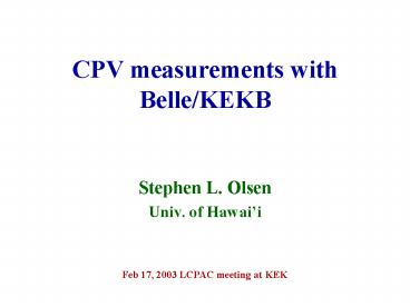 CPV measurements with Belle/KEKB