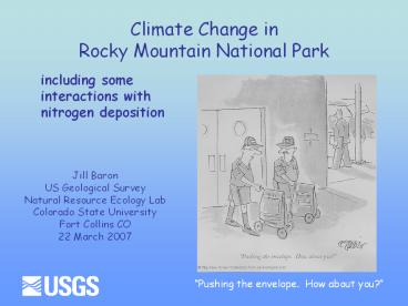Climate Change in Rocky Mountain National Park