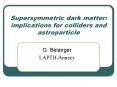 Supersymmetric dark matter: implications for colliders and astroparticle PowerPoint PPT Presentation