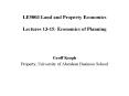 LE5003 Land and Property Economics Lectures 1315: Economics of Planning PowerPoint PPT Presentation