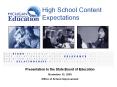 High School Content Expectations PowerPoint PPT Presentation