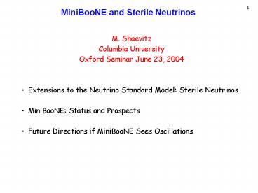 MiniBooNE and Sterile Neutrinos