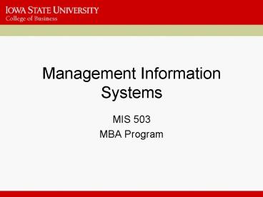 Management Information Systems