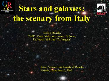 Stars and galaxies: Italy