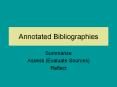 Annotated Bibliographies PowerPoint PPT Presentation